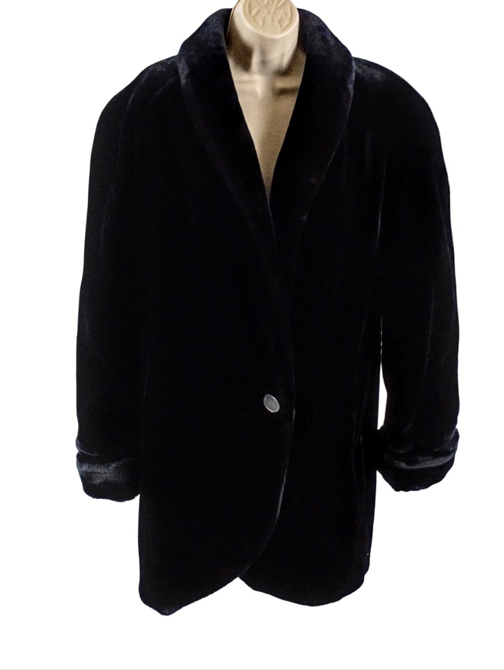 Vintage Donnybrook Black Faux Fur Coat Women's Medium Luxury